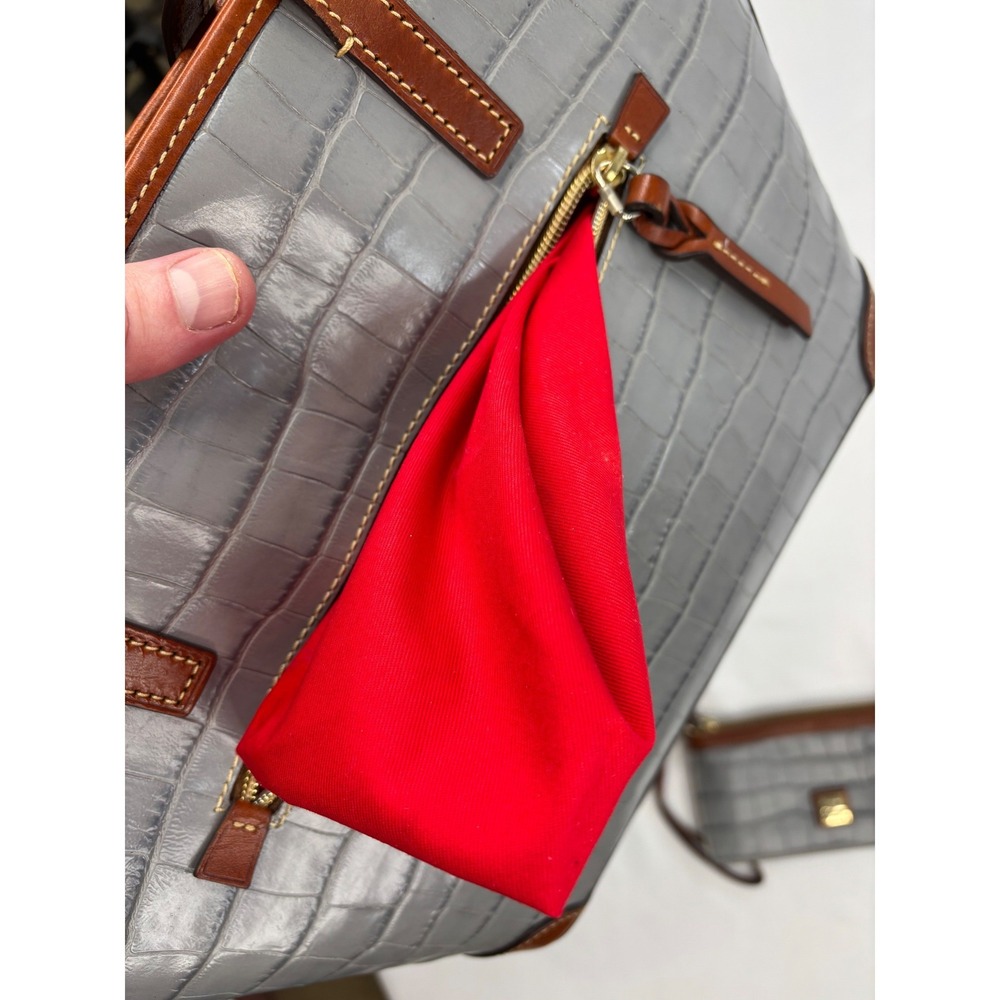 Dooney & Bourke Tote Bag in a Gray Crocodile-Embossed Leather Finish - Picture 14 of 16